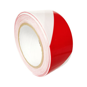 Ruban marquage au sol PVC Solvant 180µ Rouge Blanc 50mm x 33ml