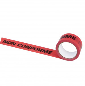 Ruban adhésif PP 28µ Rouge imprimé Noir Non conforme 48mm x 50ml