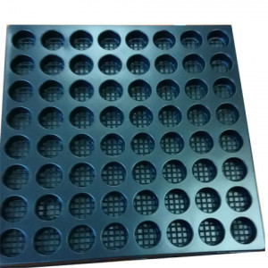 Plateau thermoformé PS Noir recyclé Ep 0.5mm diam 23mm 300 x 200mm